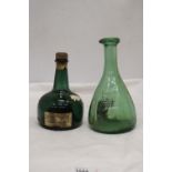 A THORENS MOVEMENT BLADON RACES MUSICAL BOTTLE MADE IN SWITZERLAND TOGETHER WITH A GREEN GLASS