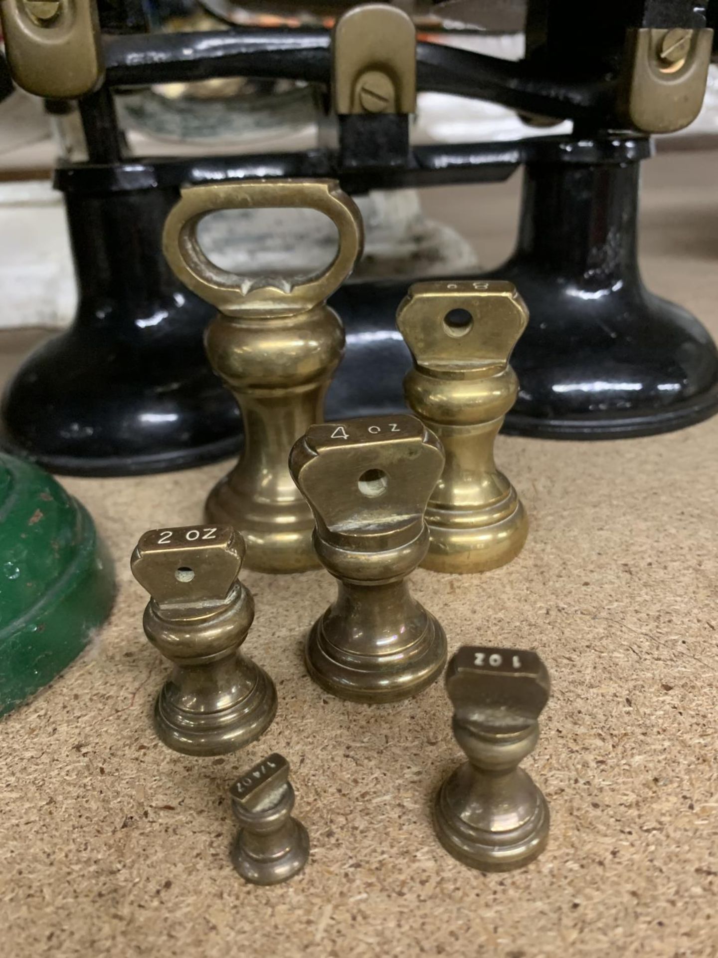 THREE VINTAGE CAST SCALES, WITH PANS AND WEIGHTS - Image 2 of 5