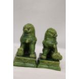 A PAIR VINTAGE GLAZED FOO DOG STATUES APPROXIMATELY 20CM TALL