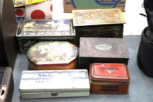 A QUANTITY OF VINTAGE TINS TO INCLUDE CO-OPERATIVE WHOLESALE SOAP WORKS, ETC - 6 IN TOTAL