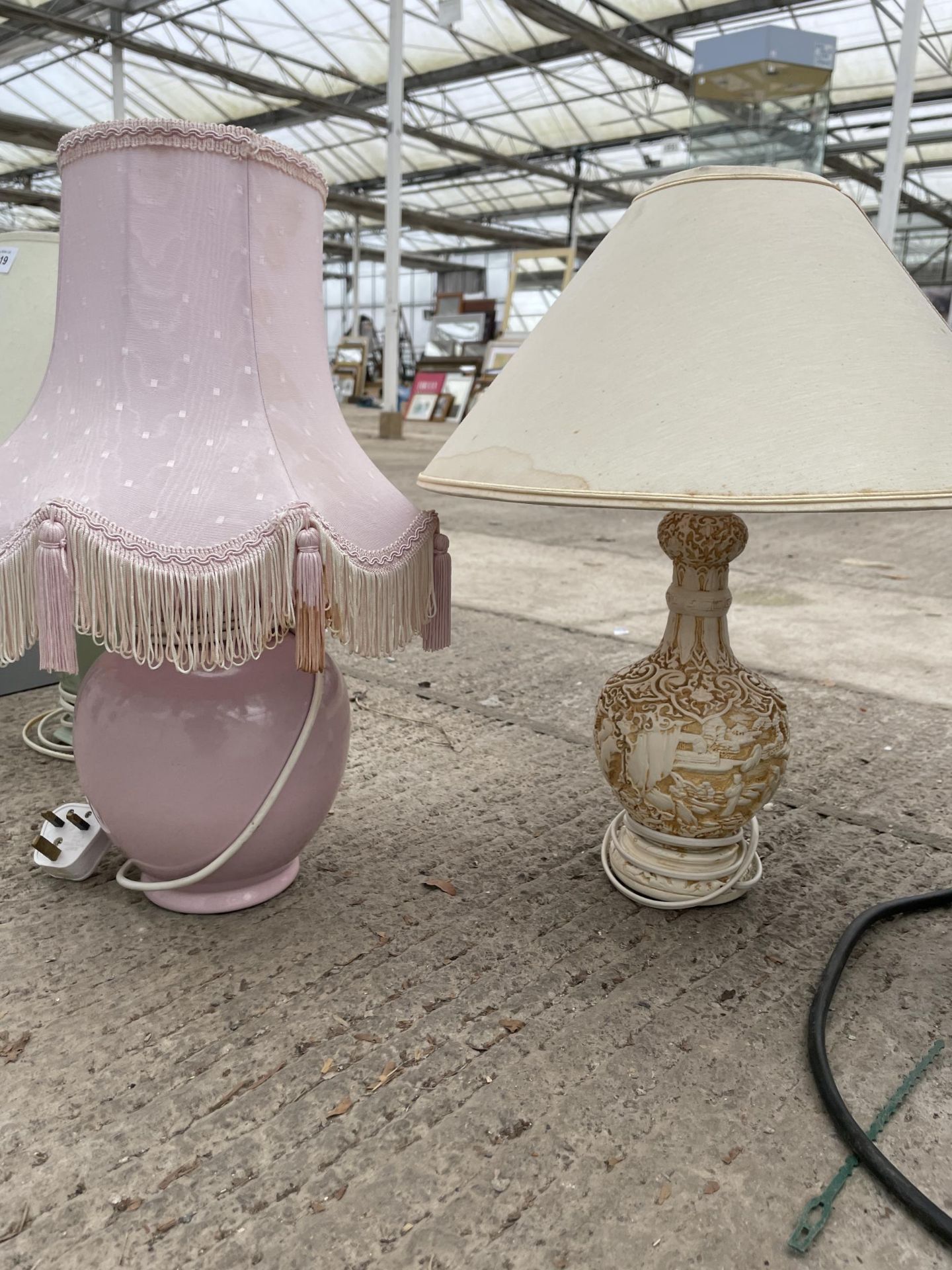 THREE TABLE LAMPS WITH SHADES - Image 2 of 2