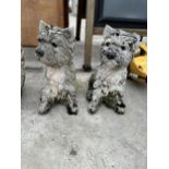 A PAIR OF CONCRETE WESTIE DOG FIGURES