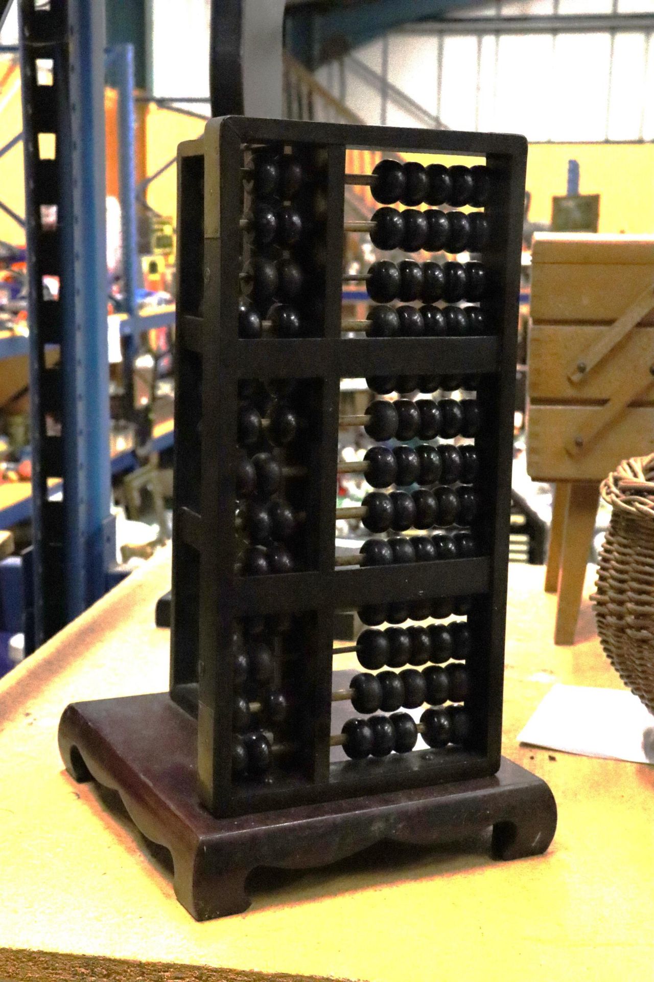 A LARGE VINTAGE WOODEN ABACUS WITH TWO SIDES OF BEADS, HEIGHT APPROX 42CM - Image 2 of 4