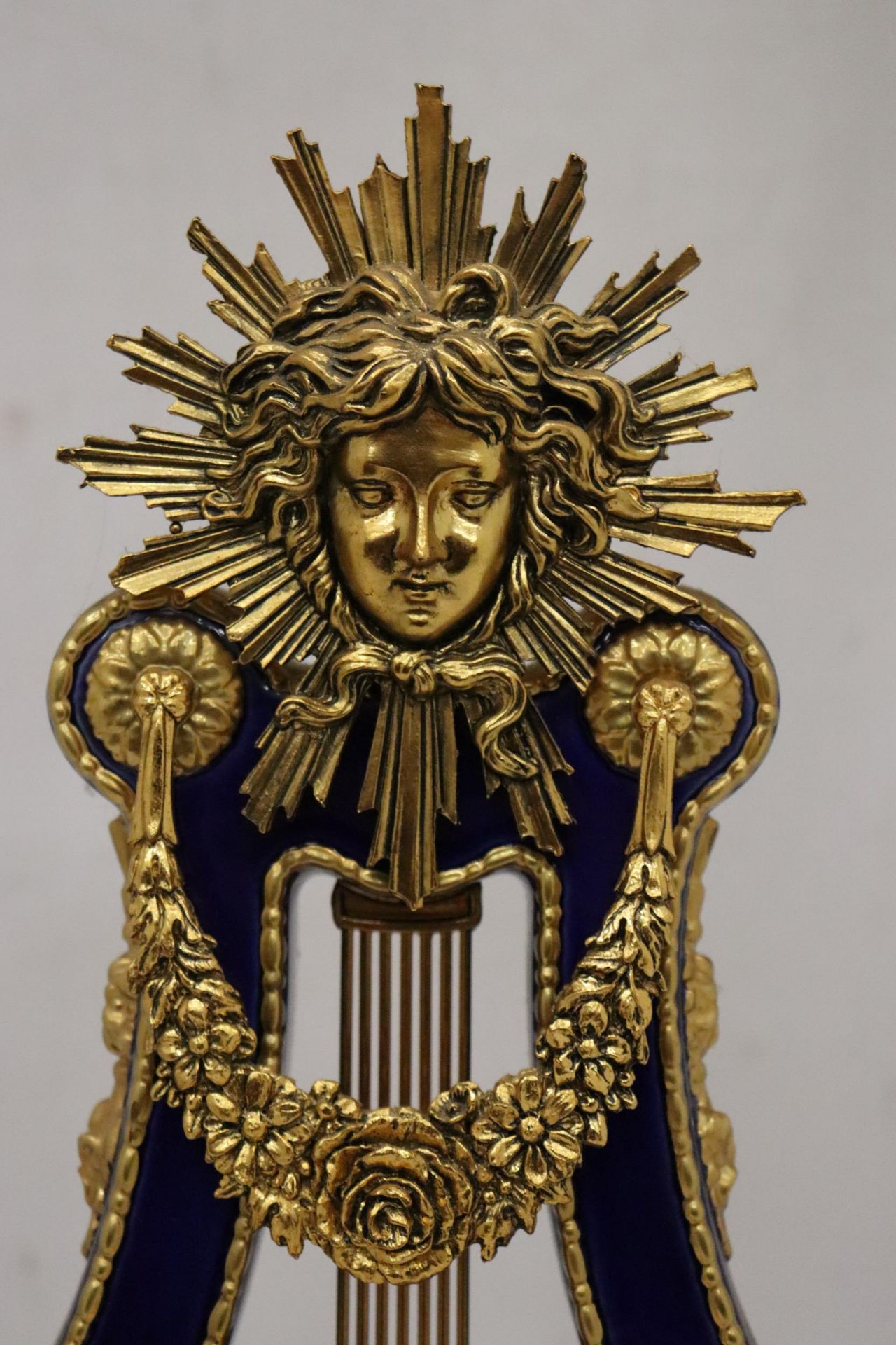 A VICTORIA AND ALBERT MARIE ANTOINETTE STYLE SUN KING GILT METAL MOUNTED PORCELAIN MANTLE CLOCK WITH - Image 2 of 7