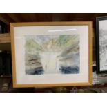AN ABSTRACT WATERCOLOUR TITLED 'THE AWAKENING', SIGNED S GINDGEL, 52CM X 42CM