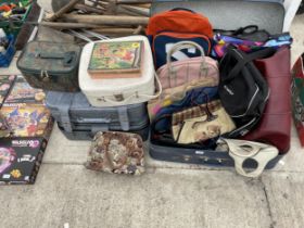 A LARGE ASSORTMENT OF BAGS AND SUITCASES ETC