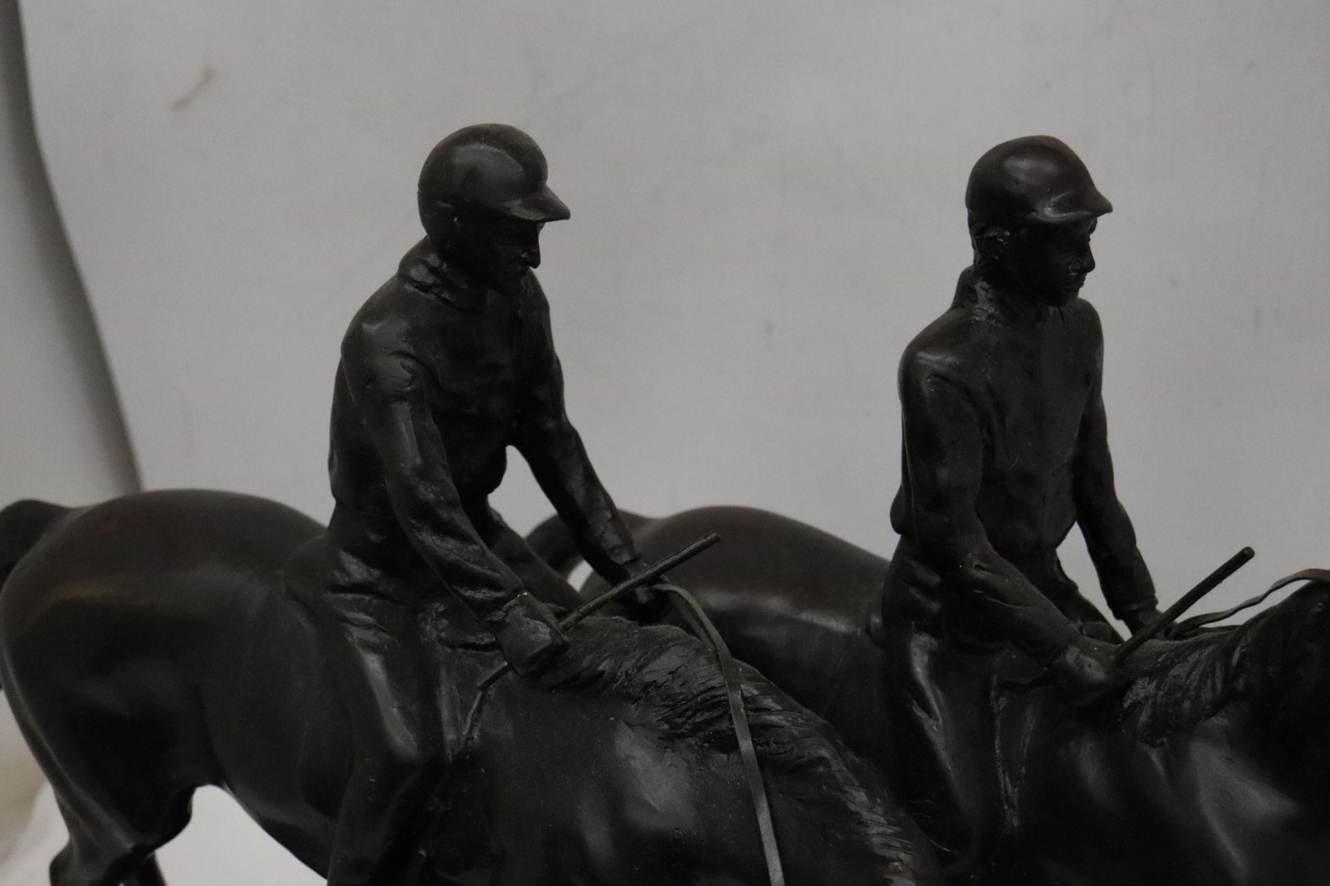 A LARGE BRONZE FIGURE OF TWO HORSES AND RIDERS ON A MARBLE BASE SIGNED E FREMIET HEIGHT - Image 7 of 8