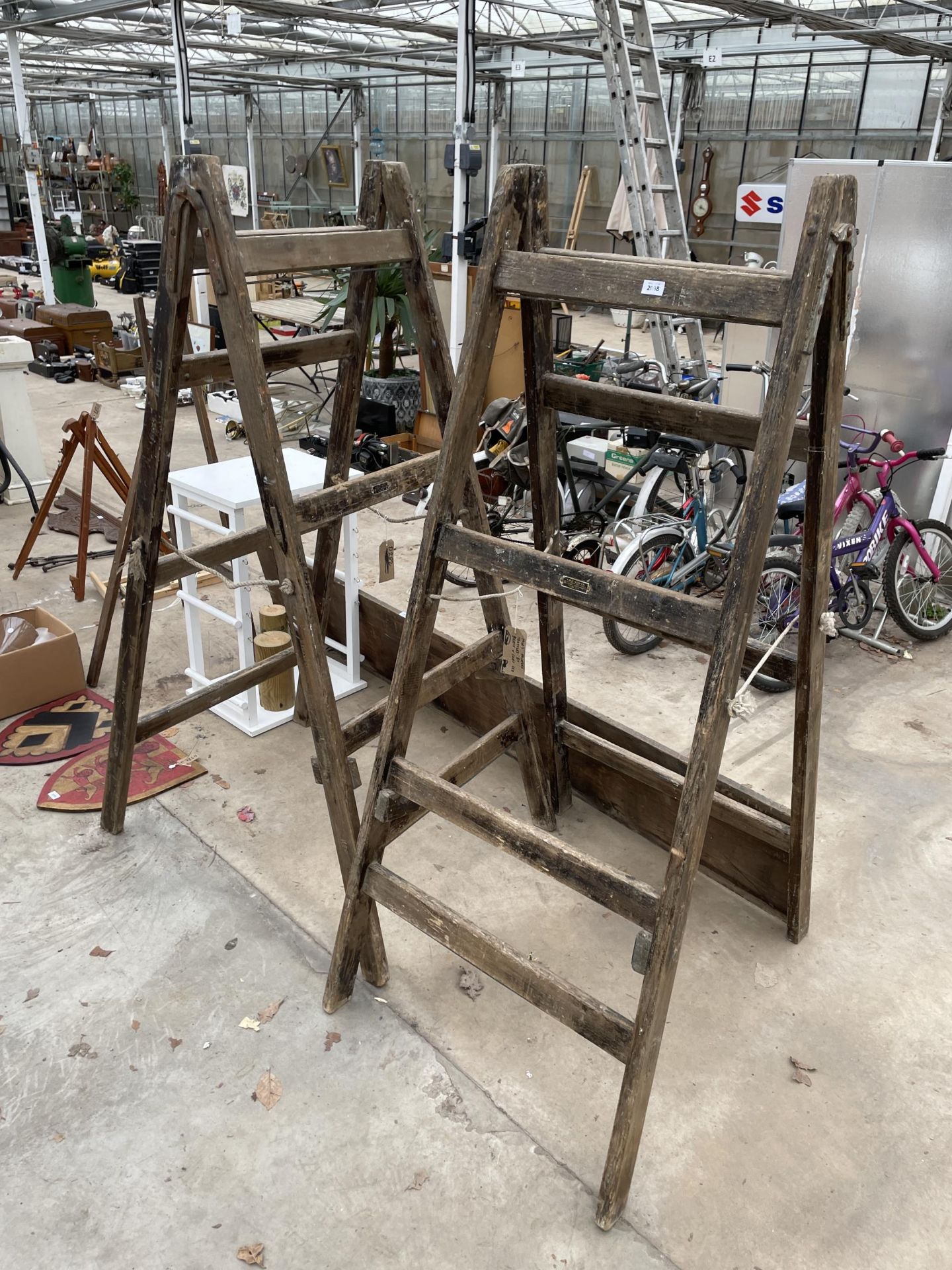 TWO VINTAGE 1940'S PAINTERS TRESTLES