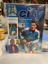 A MANCHESTER CITY V FULHAM PROGRAMME FROM 16 JANUARY 2000, SIGNED TO THE COVER BY SIX MANCHESTER