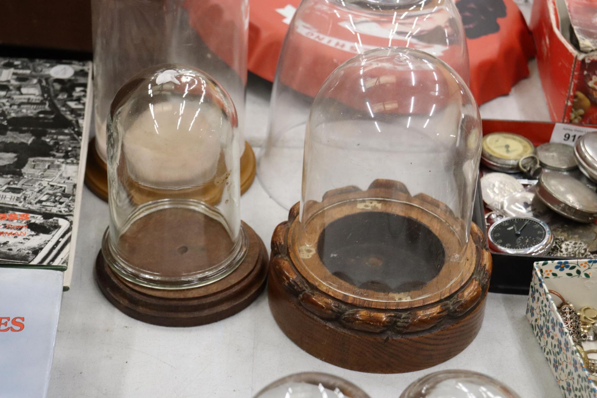 SIX DISPLAY DOMES AND FOUR BASES, FOUR GLASS AND TWO PLASTIC - Image 5 of 6
