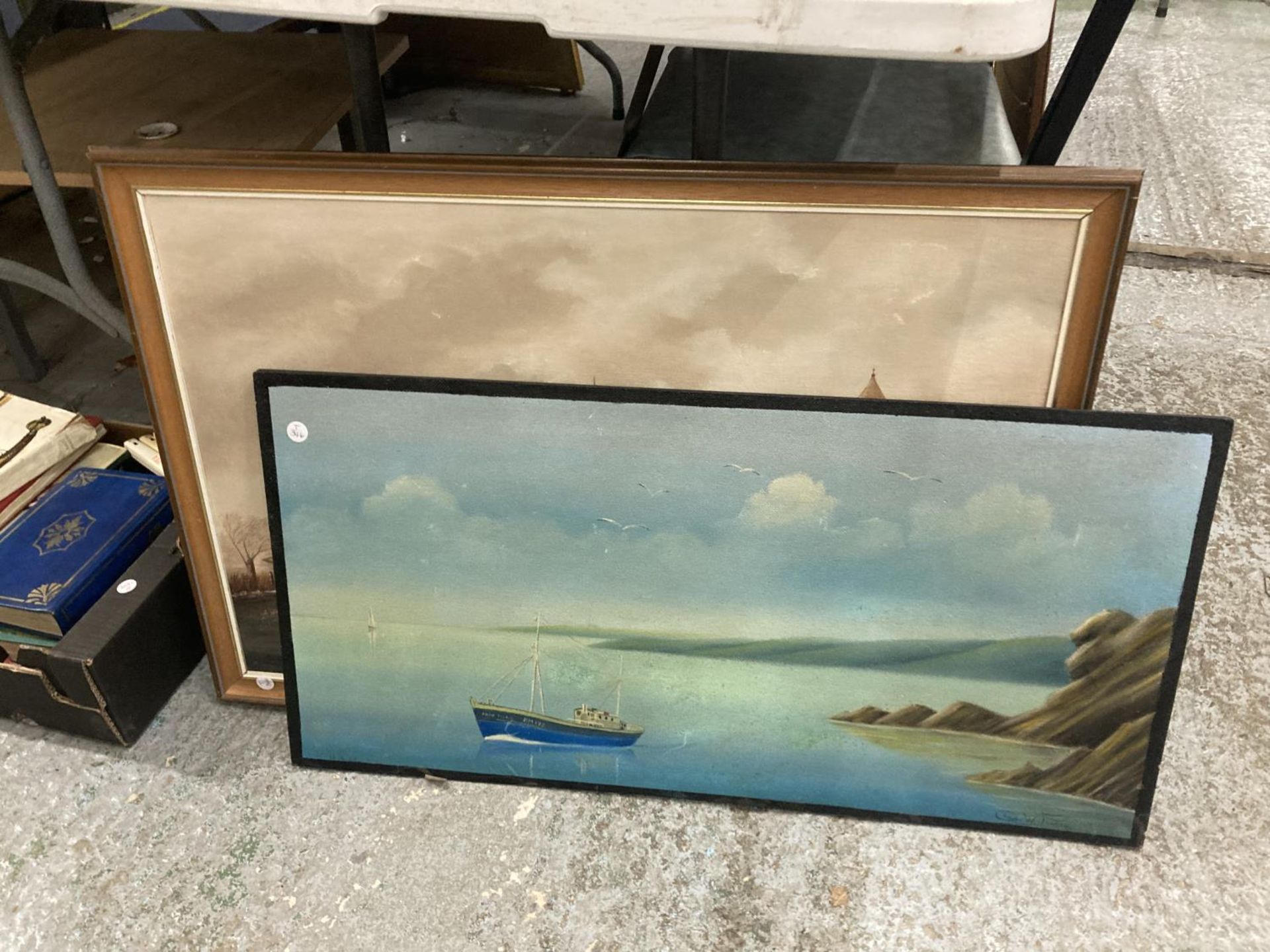 TWO OILS ON BOARD OF BOATING SCENES