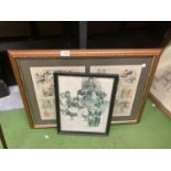 TWO FRAMED PRINTS ONE OF VICTORIAN CHILDREN PLAYING MARBLES AND ONE A COMIC STYLE FAITHLESS NELLY