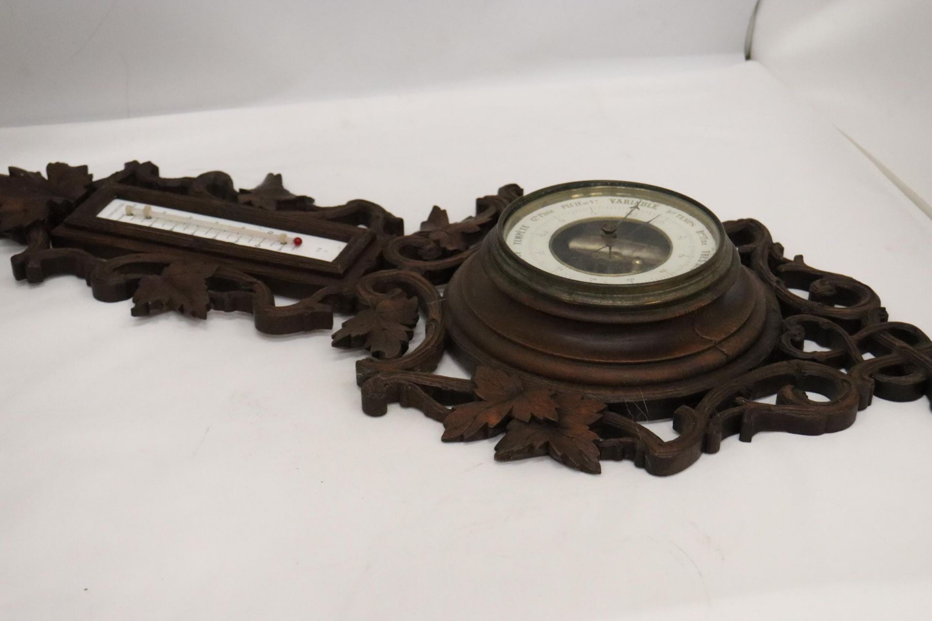 A CARVED WOODEN 19TH CENTURY FRENCH BAROMETER - Image 6 of 6