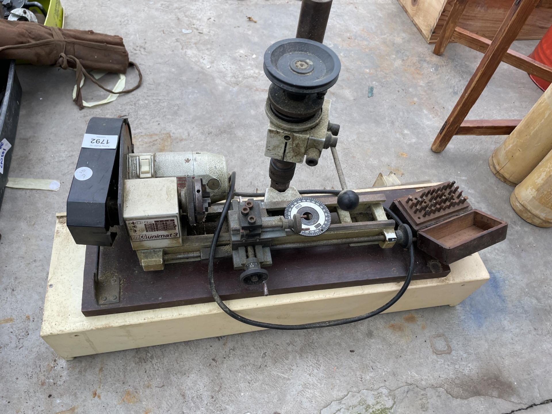 AN EMCO UNIMAT 3 WATCH MAKER'S LATHE WITH VARIOUS ACCESSORIES AND TOOLS - Image 2 of 4