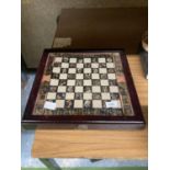 A EYGPTIAN THEMED CHESS SET WITH METAL PIECES (COMPLETE)