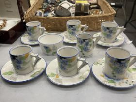 A SMALL VICTORIAN TEASET WITH FLORAL PATTERN TO INCLUDE A SUGAR BOWL, CREAM JUG, CUPS AND SAUCERS