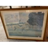 A FRAMED PRINT OF GRUNDY AND PAT EDDERY, BY ARTIST MADELINE SELFE, 71CM X 59CM