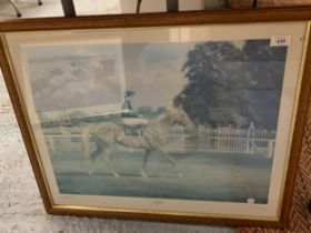 A FRAMED PRINT OF GRUNDY AND PAT EDDERY, BY ARTIST MADELINE SELFE, 71CM X 59CM