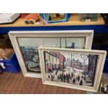 TWO FRAMED L S LOWRY PRINTS, 'INDUSTRIAL LANDSCAPE' AND 'THE PROCESSION'
