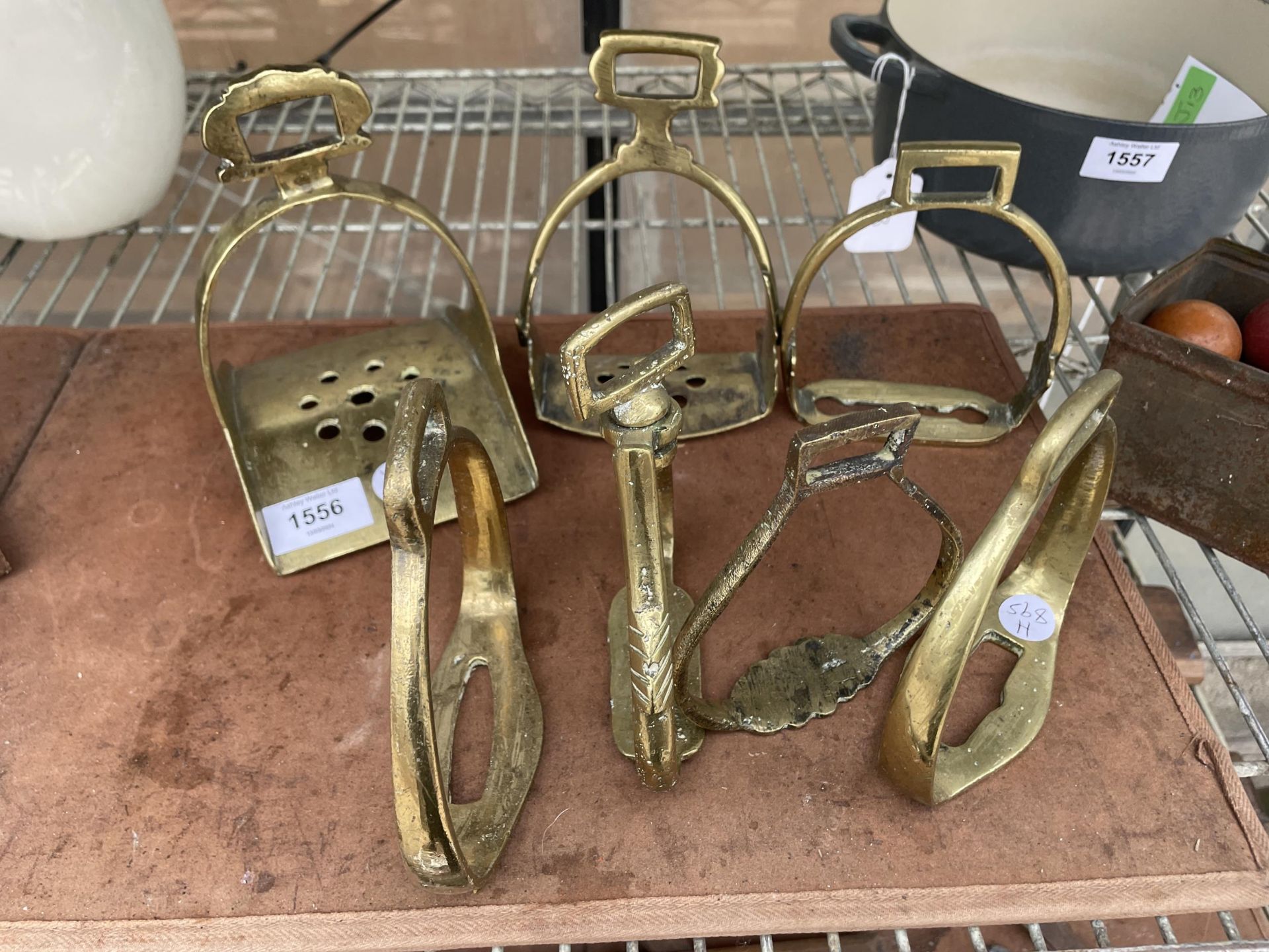 AN ASSORTMENT OF BRASS HORSE RIDING STIRRUPS