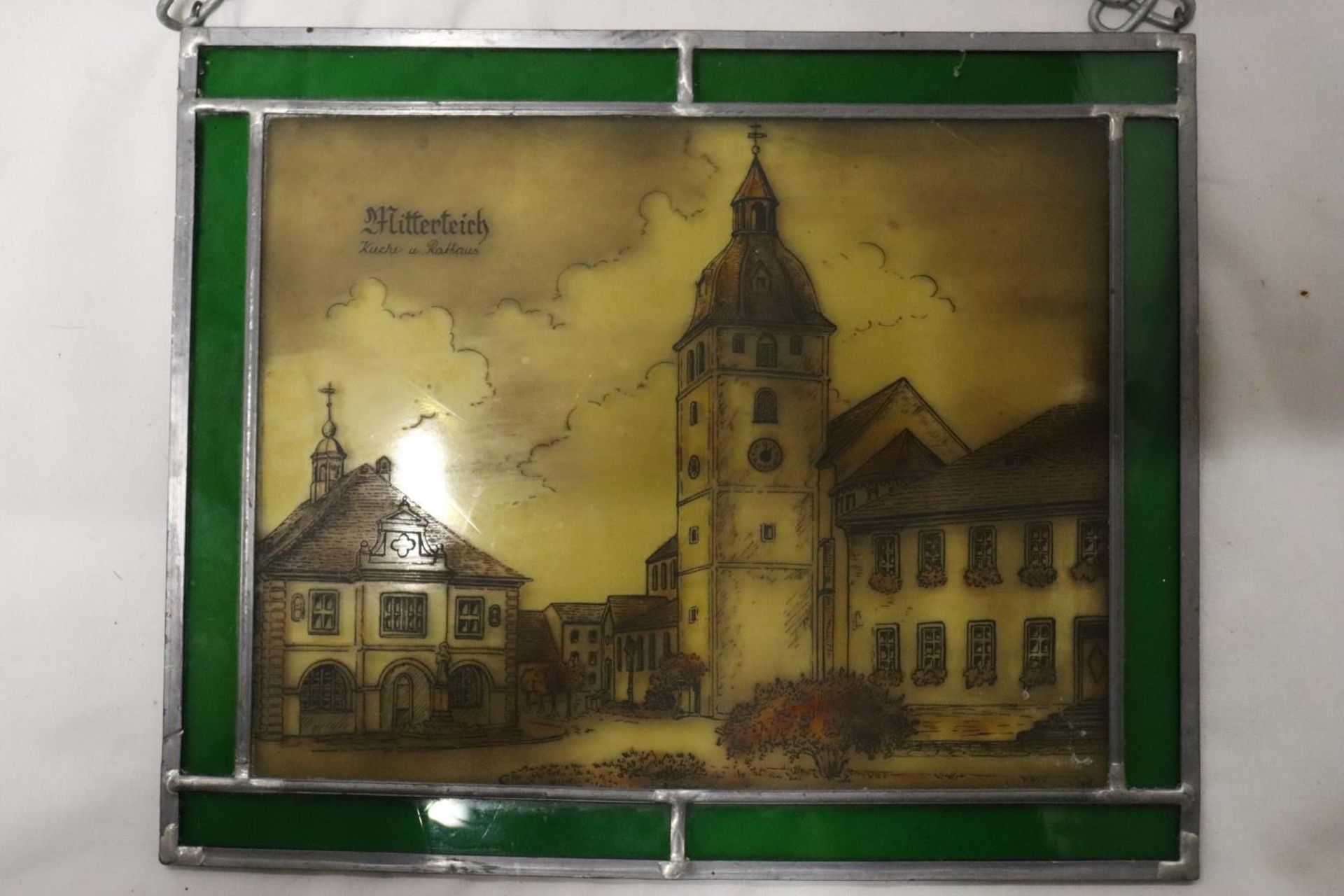 A LEADED WINDOW STAINED GLASS ETCHING - Bild 2 aus 4
