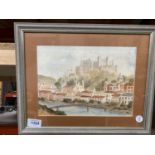 A FRAMED WATER COLOUR OF CASTLE