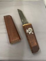A VINTAGE JAPANESE TANTO WITH STERLING SILVER DECORATION