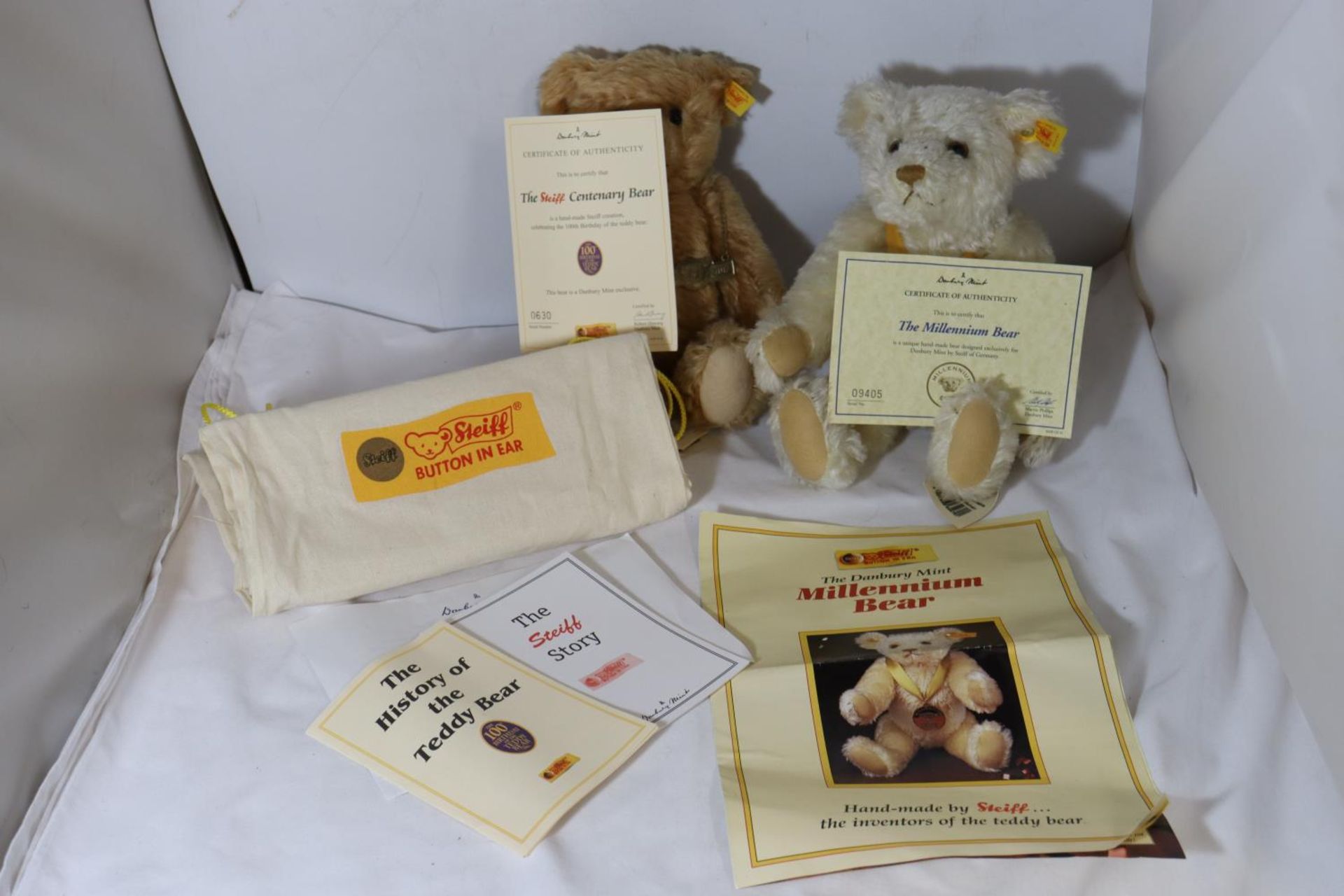 TWO STEIFF TEDDY BEARS MILLENIUM BEAR AND CENTENARY BEAR