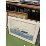 TWO FRAMED PICTURES TO INCLUDE A WATERCOLOUR OF THE MANXMAN SIGNED AL PARRY 1928 ANMD A PRINT OF