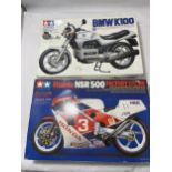 TWO BOXED VINTAGE TAMIYA, 1/12 SCALE, MOTORCYCLE MODEL KITS - BMW K100 AND HONDA NSR 500
