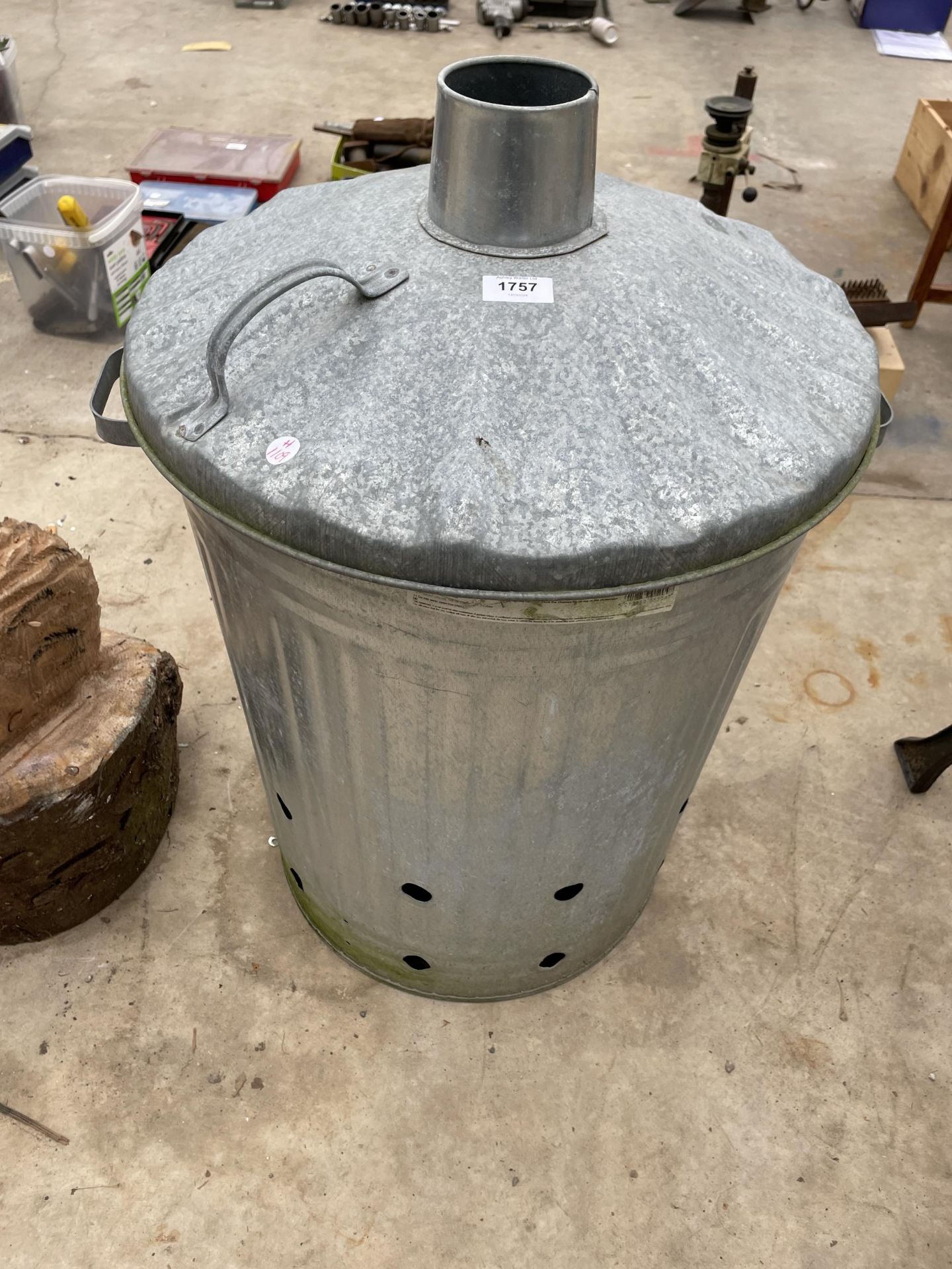 A METAL GARDEN INCINERATOR