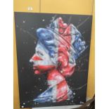 A LARGE SIGNED PAUL OZ LIMITED EDITION 38/50 PAINTED CANVAS OF HER MAJESTY THE QUEEN ELIZABETH II