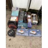 AN ASSORTMENT OF ITEMS TO INCLUDE HANDHELD VACUUMS, FOOD WARMERS AND IRONS ETC