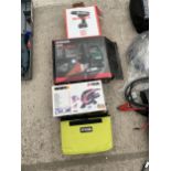 AN ASSORTMENT OF POWER TOOLS TO INCLUDE A PARKSIDE JIGSAW AND A WORX DETAIL SANDER ETC