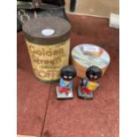 TWO VINTAGE TINS AND TWO ROBERTSONS JAM MEN