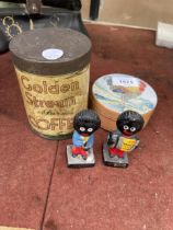TWO VINTAGE TINS AND TWO ROBERTSONS JAM MEN