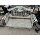 A VINTAGE WROUGHT IRON GARDEN BENCH