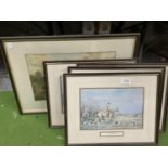 FIVE FRAMED HUNTING PRINT SCENES