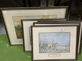 FIVE FRAMED HUNTING PRINT SCENES