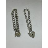 TWO SILVER PADLOCK BRACELETS