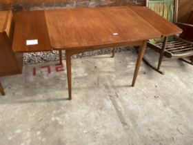 A RETRO TEAK DRAW LEAF DINING TABLE 59" X 30" OPENED