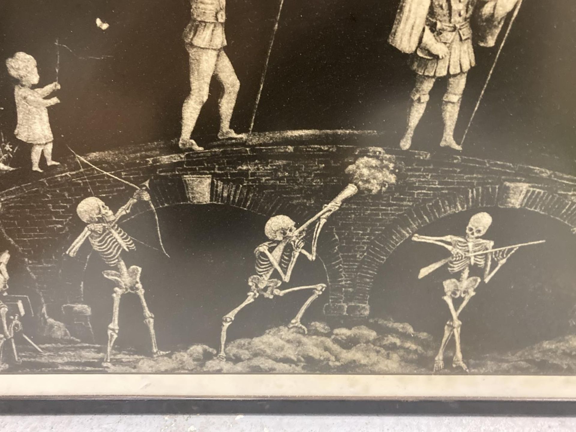 A LARGE GOTHIC PRINT OF SKELETONS 'YE BRIDGE LIFE' - Image 5 of 5