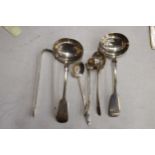 SIX HALLMARKED SILVER ITEMS TO INCLUDE LADELS, NIPS AND SPOONS GROSS WEIGHT 184 GRAMS