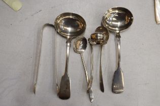 SIX HALLMARKED SILVER ITEMS TO INCLUDE LADELS, NIPS AND SPOONS GROSS WEIGHT 184 GRAMS