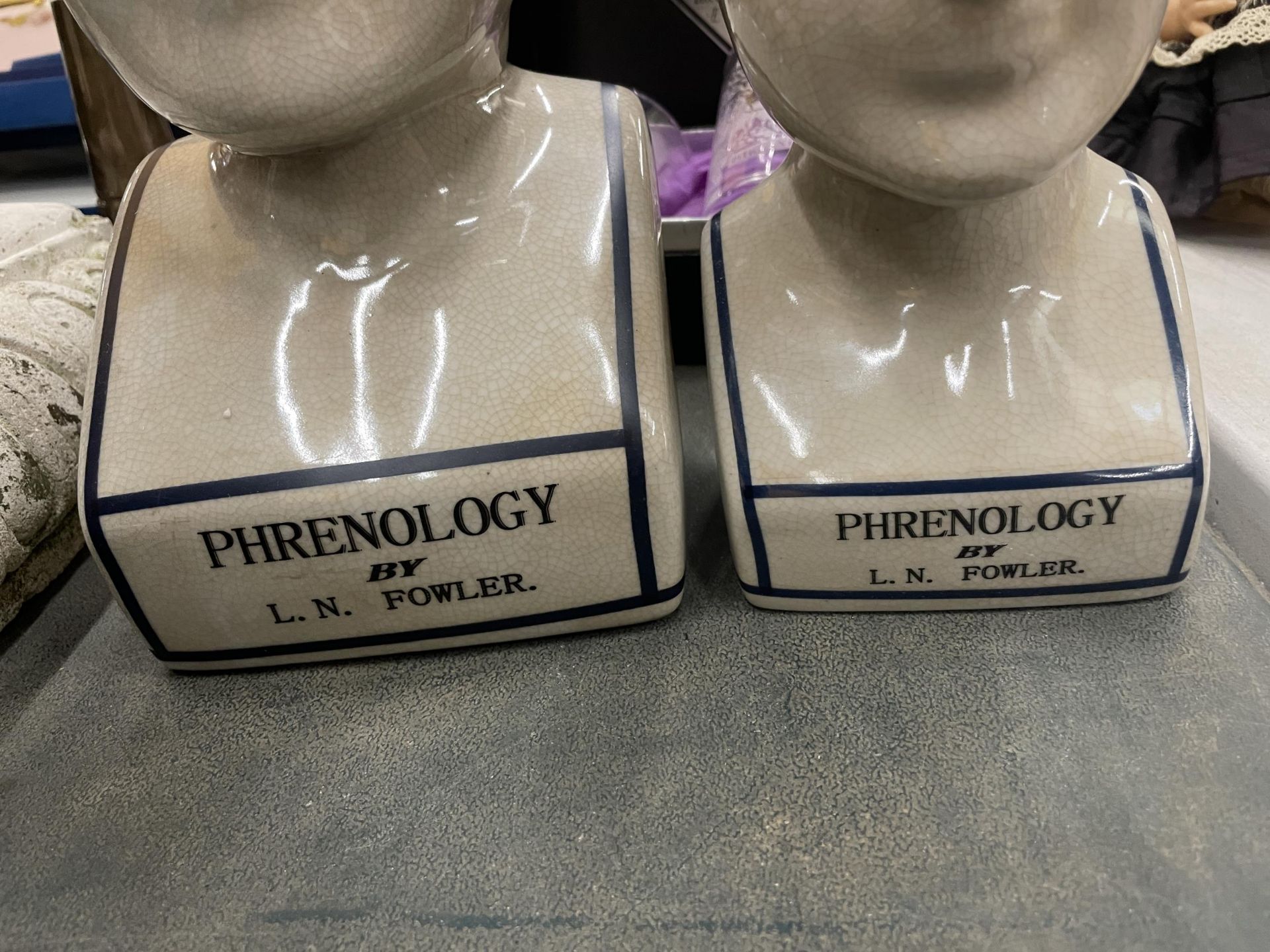 TWO CERAMIC PHRENOLOGY HEADS, HEIGHTS 29CM AND 23CM - Image 2 of 4