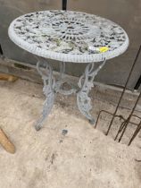 A SMALL DECORATIVE CAST ALOOY BISTRO TABLE