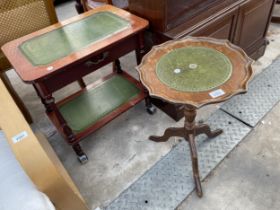 A TRIPOD WINE TABLE AND A TWO TIER OCCASIONAL TABLE