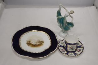 A VINTAGE ROYALE WORCESTER 'SCALE BLUE' COFFEE CAN AND SAUCER, ROYAL WORCESTER HAND PAINTED