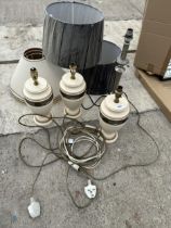 FOUR VARIOUS TABLE LAMPS AND SHADES