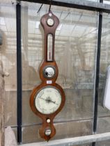 AN OAK CASED WALL HANGING BAROMETER